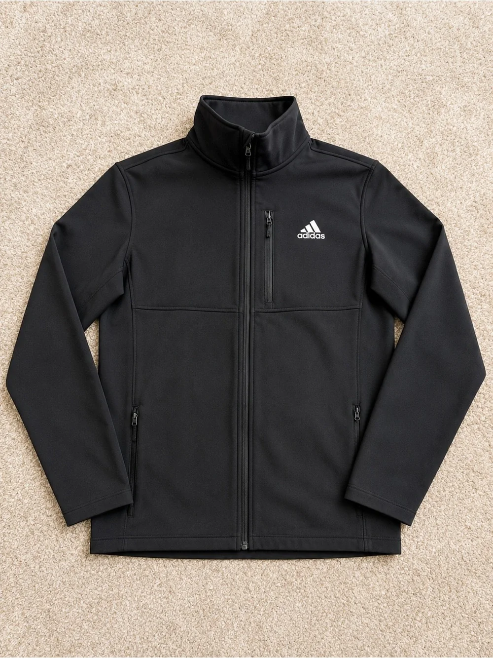 adidas Black Full-Zip Performance Softshell Jacket Size M